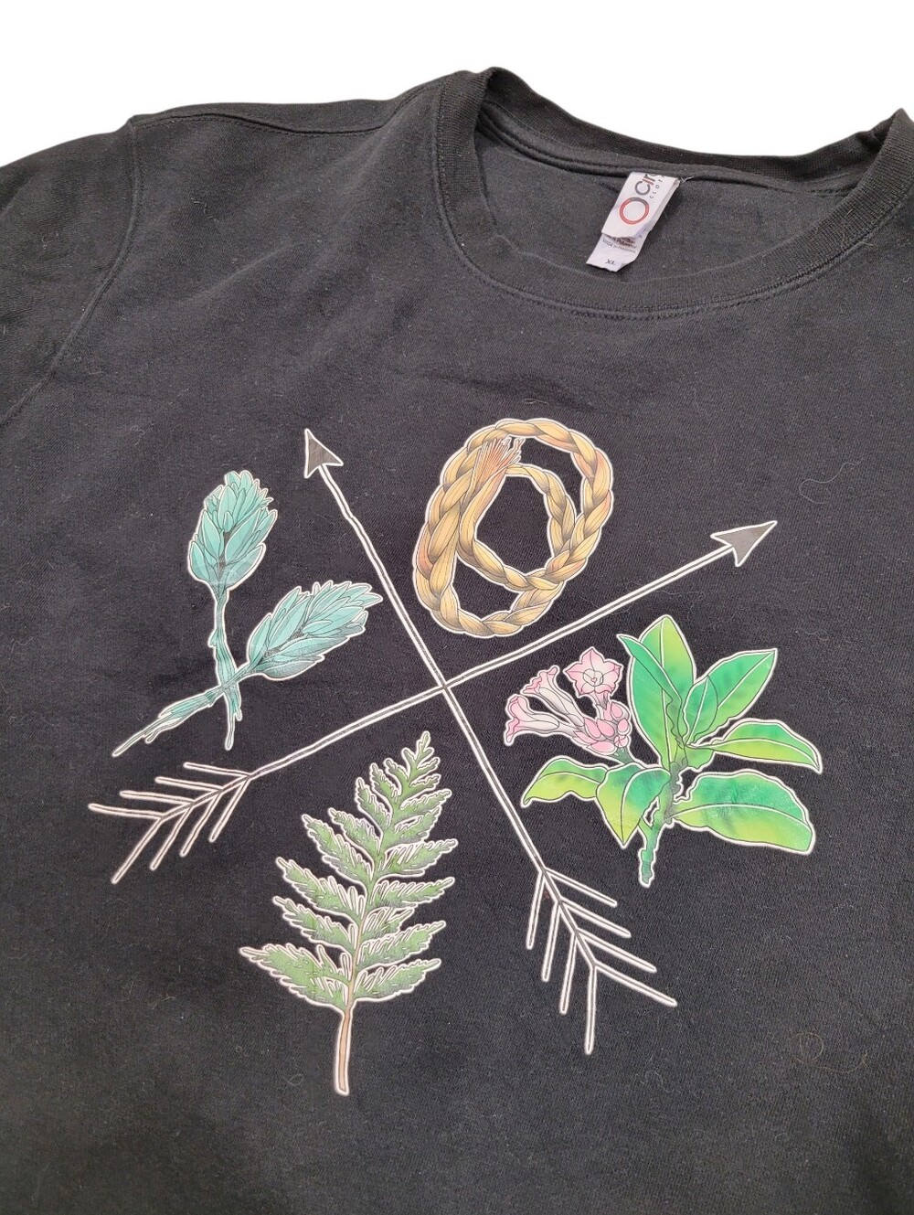 2/$20 Y2K Navy Black Green Plants Graphic Sweatshirt Top Size: XL